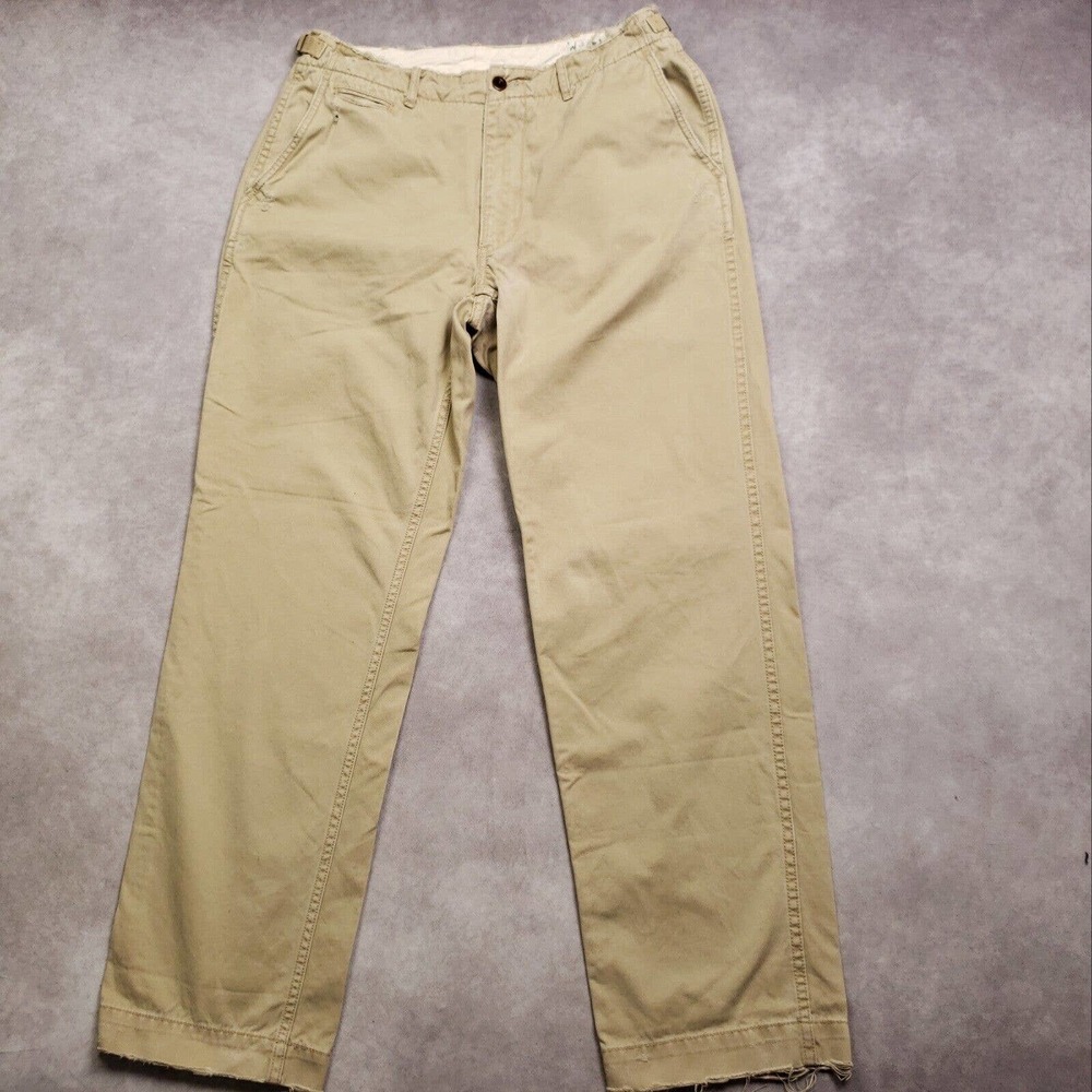 Polo Ralph Lauren Khaki Military Chino Pant 35x30 Army Standard Issue DISTRESSED